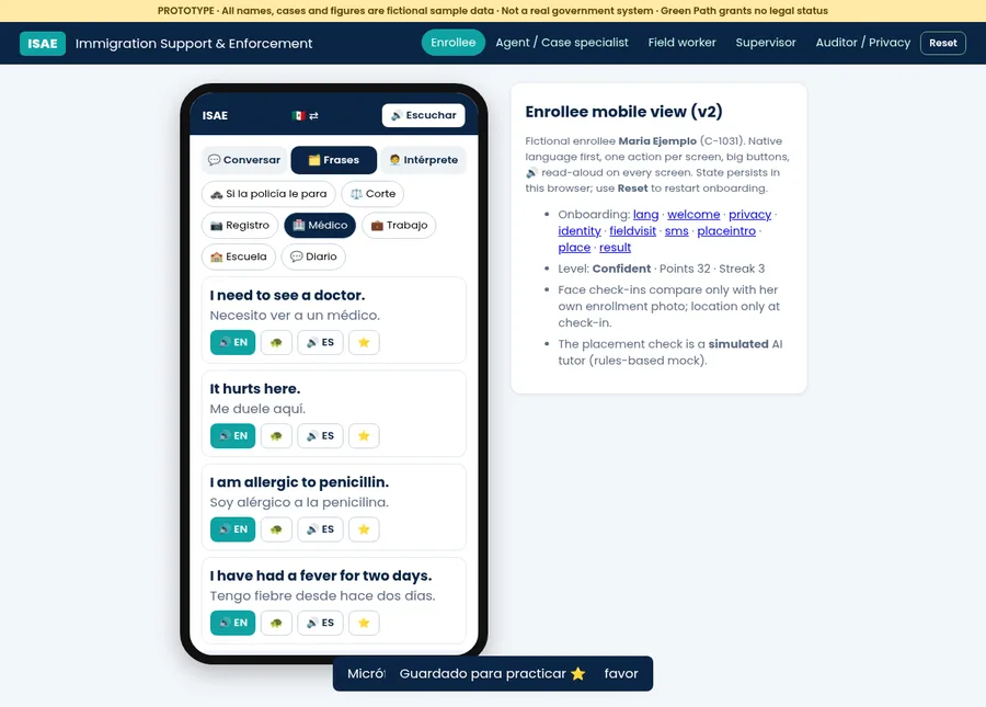 Prototype interpreter request screen